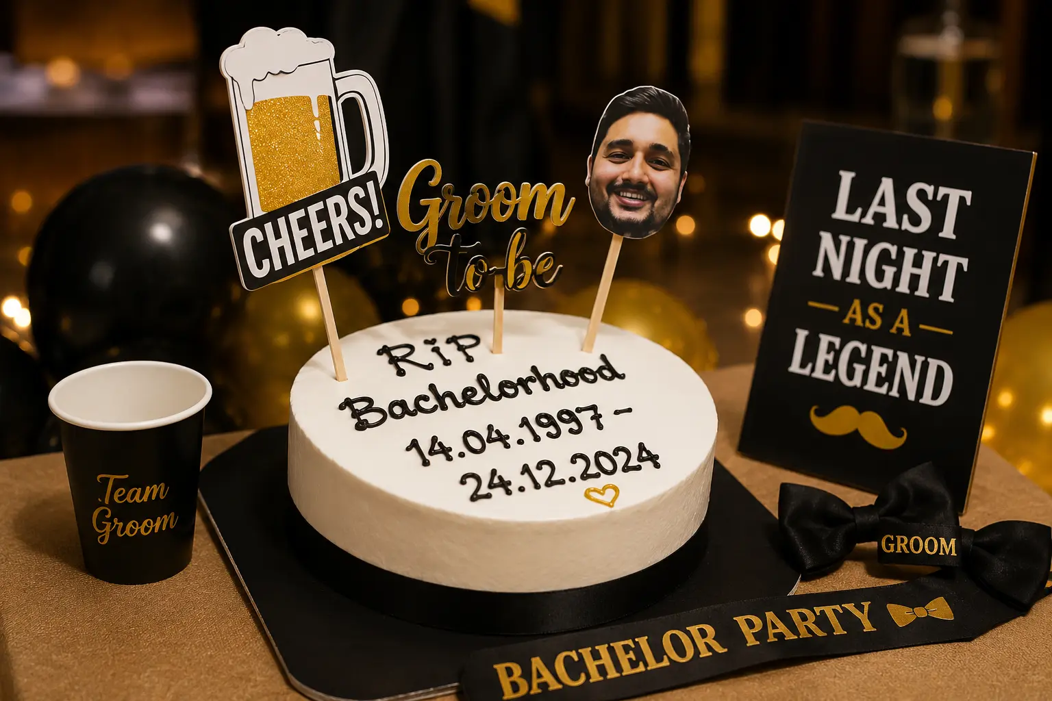 bachelor party dubai cake cutting